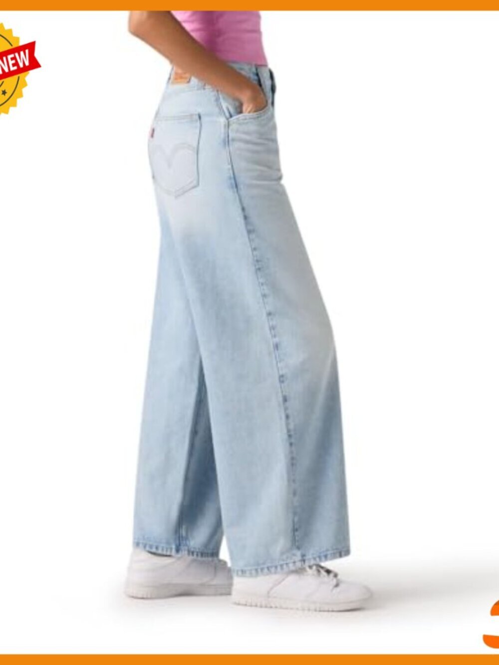 Women's Baggy Wide Leg Jeans, 32 Size, 100% Cotton, Non-Stretch, Vintage Fit - Picture 3 of 3